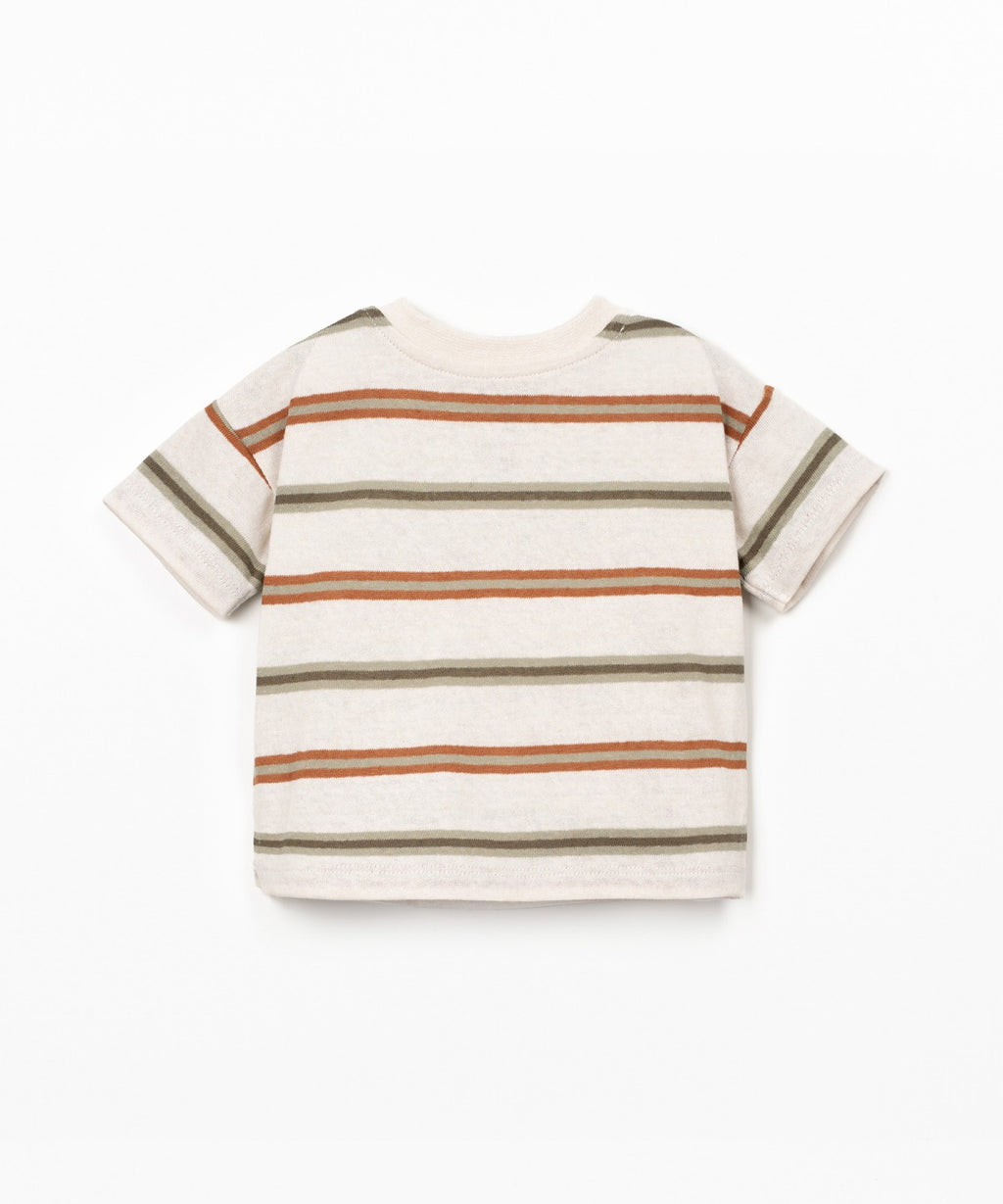 T-shirt a righe in misto fibre naturali