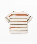 T-shirt a righe in misto fibre naturali