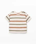 T-shirt a righe in misto fibre naturali