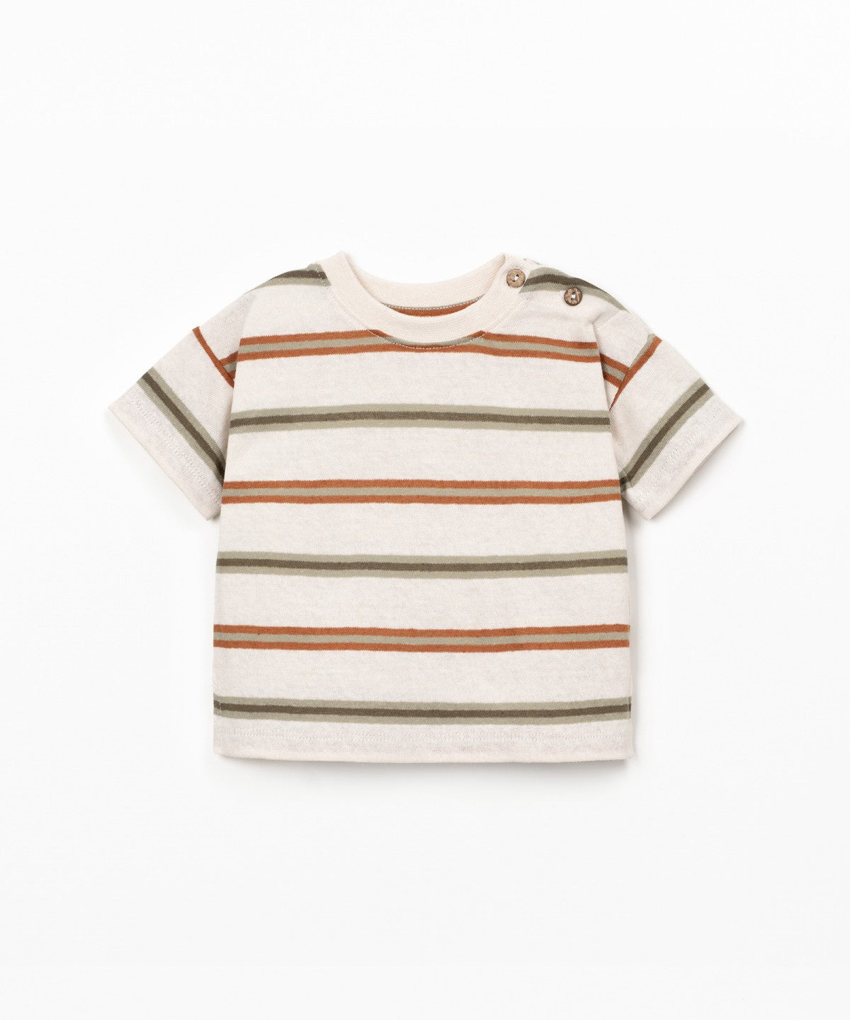 T-shirt a righe in misto fibre naturali