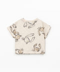 T-shirt in cotone biologico con stampa di granchi