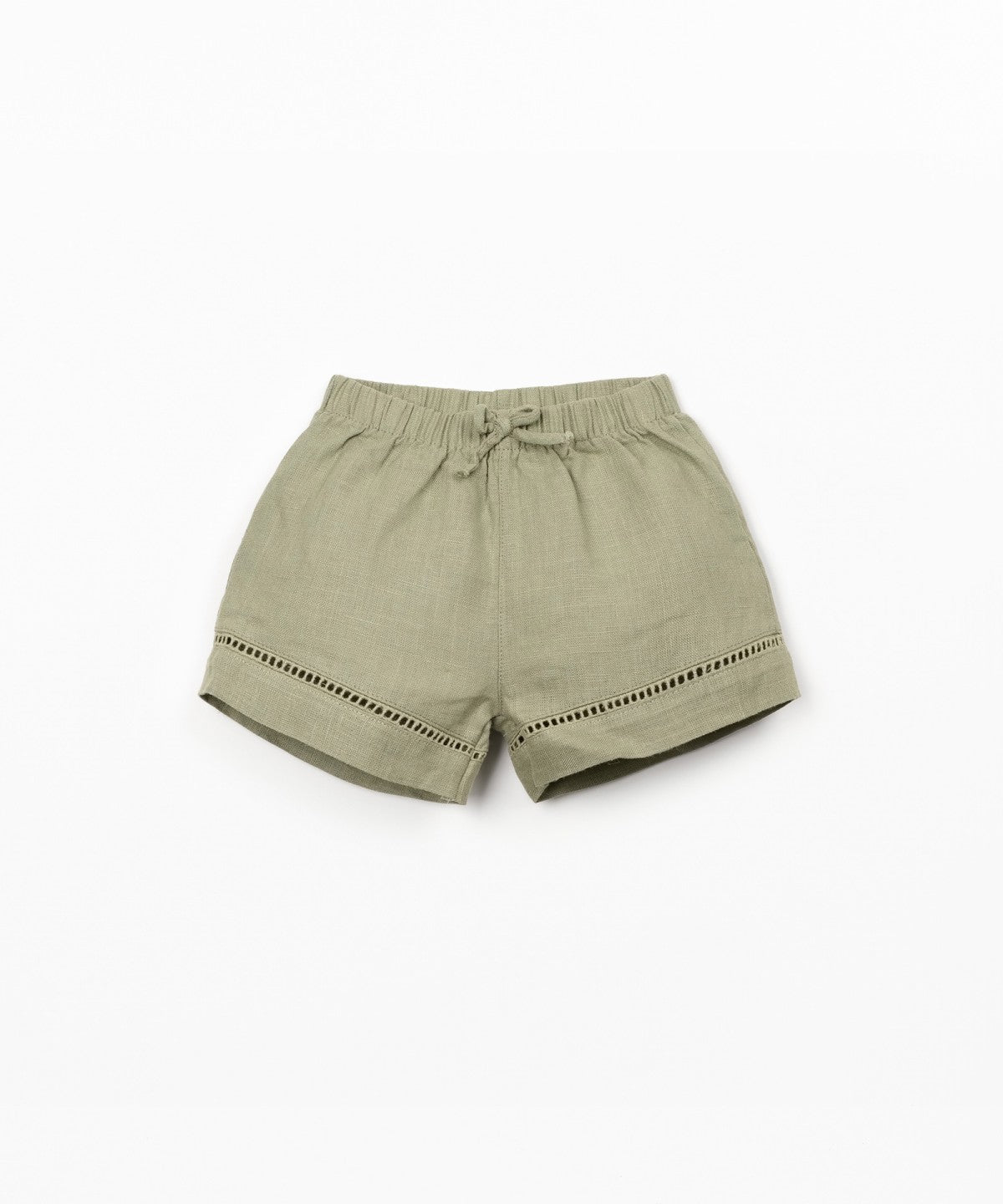 Pantaloncini in tessuto di lino con cintura elastica