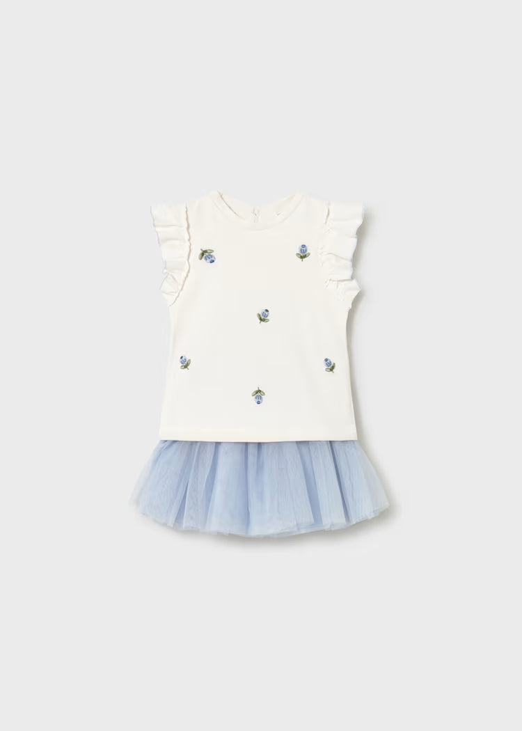 Completo gonna tulle e maglietta con volant
